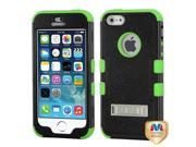 Apple iPhone 5S 5 Black Electric Green TUFF Hybrid Case Cover Stand