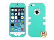 Apple iPhone 5S 5 Hard Teal Green Solid White TUFF Hybrid Case Cover