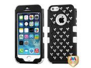 Apple iPhone 5S 5 Natural Black White TUFF Hybrid Case Cover with Studs