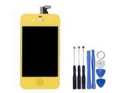 LCD Touch Screen Assembly Front LCD Touch Screen Digitizer with Home Button Tools for All Carriers iPhone 4S Yellow