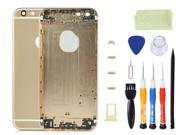 Alloy Metal Back Cover Battery Housing Middle Frame Bezel Replacement with LOGO Buttons Kit for iPhone 6 4.7 inch With Tool Kit Champagne Gold