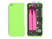 Pre assembled Plastic Back Cover Housing Assembly Battery Door Middle Frame Full Bezel Assembled with Small Parts LOGO Buttons for iPhone 5C Green