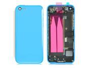 Pre assembled Plastic Back Cover Housing Assembly Battery Door Middle Frame Full Bezel Assembled with Small Parts LOGO Buttons for iPhone 5C Blue