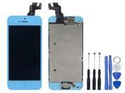 LCD Display Touch Screen Glass Digitizer Assembly With Spare Parts Home Button Camera Flex Cable Sensor Tool Kit for iPhone 5C Baby Blue