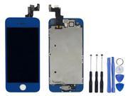 LCD Display Touch Screen Glass Digitizer Assembly With Spare Parts Home Button Camera Flex Cable Sensor Tools Kit for iPhone 5S Dark Blue