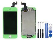 LCD Display Touch Screen Glass Digitizer Assembly With Spare Parts Home Button Camera Flex Cable Sensor Tools Kit for iPhone 5S Green