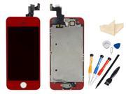 Red LCD Touch Screen Digitizer Assembly with Small Parts Home Button Camera Flex Cable Sensor Free Repair Tools Kits for Iphone 5S
