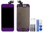 LCD Display Touch Screen Glass Digitizer Assembly With Spare Parts Home Button Camera Flex Cable Sensor Tools Kit for iPhone 5 Purple