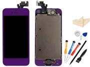 Purple LCD Touch Screen Digitizer Assembly with Small Parts Home Button Camera Flex Cable Sensor Free Repair Tools Kits for Iphone 5