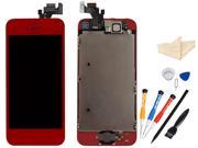 Red LCD Touch Screen Digitizer Assembly with Small Parts Home Button Camera Flex Cable Sensor Free Repair Tools Kits for Iphone 5