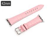 Funky Alligator Pattern Genuine Leather Strap Replacement Wrist Band with Metal Clasp Buckle Clip For Apple Watch 42mm Pink