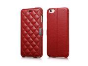 Fashion Quilted Microfiber Quilting Pattern Leather Case for iPhone 6 Plus 5.5 inch Red