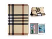 Grid Grain Sleep Wake Dormancy Function Stand Leather Case With Card Slot For iPad Mini 4 Khaki