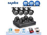 Sannce 8CH Full 960H CCTV DVR Recorder 8HD 800TVL Bullet Dome Security Cameras 1TB HDD