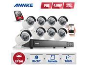ANNKE POE Security Camera System Kit with 8CH NVR and 8 x 4.0MP In Outdoor Onvif IP Bullet Camera 4TB HDD