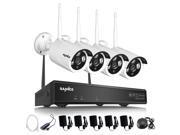 SANNCE 720P 4CH HD Wireless NVR Surveillance Camera System with 4 1280TVL 1.0MP Weatherproof CCTV Bullet Camera Remote Access Smart IR Cut NO HDD Included
