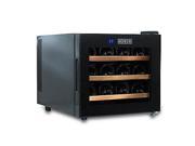 Wine Enthusiast Silent 12 Bottle Touchscreen Wine Refrigerator Wood Front Shelv