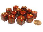 Scarab 16mm D6 Chessex Dice Block  - Scarlet with Gold Pips