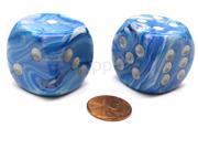 Mother of Pearl 30mm Large D6 Chessex Dice, 2 Pieces - Blue 