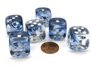 Nebula 20mm Big D6 Chessex Dice, 6 Pieces - Black with White