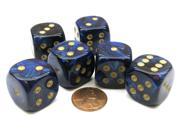 Scarab 20mm Big D6 Chessex Dice, 6 Pieces - Royal Blue with 