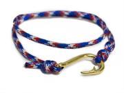 Adjustable Nautical Fish Hook Bracelet on Red White Blue Maritime Rope Cord