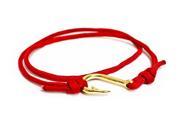 Unisex Adjustable Nautical Fashion Fish Hook Bracelet on Red Maritime Rope Cord