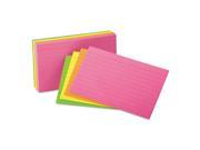 Ruled Neon Glow Index Cards 3 x 5 Assorted 100 Pack