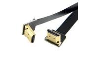 FPV Dual Up Angled 90 Degree HDMI Type A Male to Male HDTV FPC Flat Cable 20cm