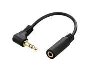 90 Degree Right Angled 3.5mm 3pole Audio Stereo Male toFemale Extension Cable BK