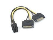 NEWDual two SATA 15Pin Male M to PCI e 6Pin Female F Video Card Power Cable 15cm