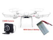 MJX X101 2.4G 6-axis Gyro 4-CH 360° Flips 3D Roll Rc Quadcopter Drone with Headless Mode One Key Return With C4008 720P Real-time 1.0MP HD FPV Wifi Camera (Dron