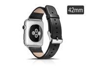 Genuine Tabby Leather Strap Wrist Band Replacement Watch band for Apple Watch 42mm Black