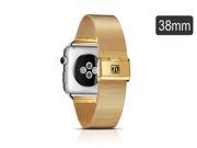 Metal Net Stainless Steel Bracelet With Stainless Steel Adapter for Apple Watch 38mm Gold