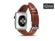 Genuine Leather Strap Wrist Band Replacement Watch band for Apple Watch 42mm Brown