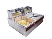 5000W 12L Electric Countertop Deep Fryer Dual Tank French Fry Commercial Restaurant
