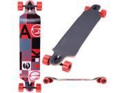 Complete Longboard Skateboard 41 x 9in. Cruiser Double Drop Down Canadian Maple Deck Red