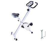 Indoor Folding Magnetic Upright Exercise Bike Gym Cycling LCD Display Cardio Stationary White