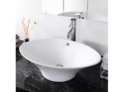 Artistic Oval Bathroom Porcelain Vessel Sink White Ceramic Basin Free Drain