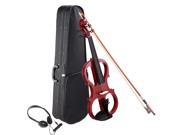 4 4 Electric Violin Full Size Wood Silent Fiddle Bow Headphone Case Jujube Red