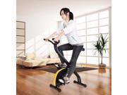 Folding Magnetic Upright Exercise Bike w LCD Display Fitness Indoor Cycle Black