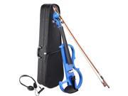 4 4 Electric Violin Full Size Wood Silent Fiddle Fittings Headphone Blue