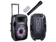 15 LED Portable Rechargeable Speaker PA System AMP FM Microphone Bluetooth USB