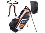 New Men s Golf Club Bag with 7 Pockets 14 way Top Metal Stand Free Rain Hood White