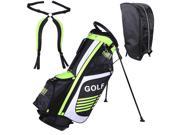 New Men s Golf Club Bag with 7 Pockets 14 way Top Metal Stand Free Rain Hood Green