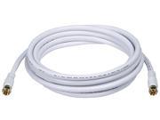 10ft RG6 18AWG 75Ohm Quad Shield CL2 Coaxial Cable with F Type Connector White