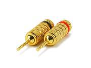 1 PAIR OF High Quality Gold Plated Speaker Pin Plugs Closed Screw Type