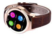 Round Circel Leather Smart Watch T3 Bluetooth Smartwatch Support SIM SD Card Bluetooth WAP GPRS SMS MP3 MP4 USB For iPhone And Android(Gold)