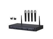Wireless Microphone System UHF Quad Channel Fixed Frequency 4 Handheld Microphones Rack Mountable