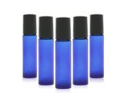 Fortitude Bottles Aromatherapy Glass Roll On Bottles 10ml 1 3oz Cobalt Frosted Blue Glass SET OF 6